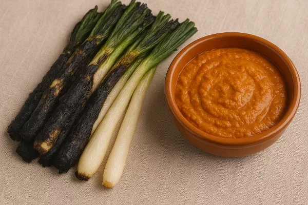Calçots con salsa romesco