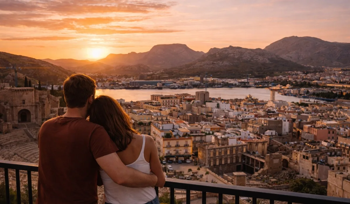 Turistas viendo Cartagena en la Región de Murcia