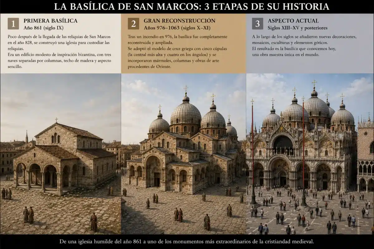 Evolución de la Basílica de San Marcos desde el siglo IX hasta la actualidad
