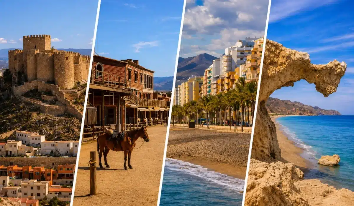 Paisaje de la provincia de Almería con sus playas, pueblos blancos y paisajes del Parque Natural de Cabo de Gata.