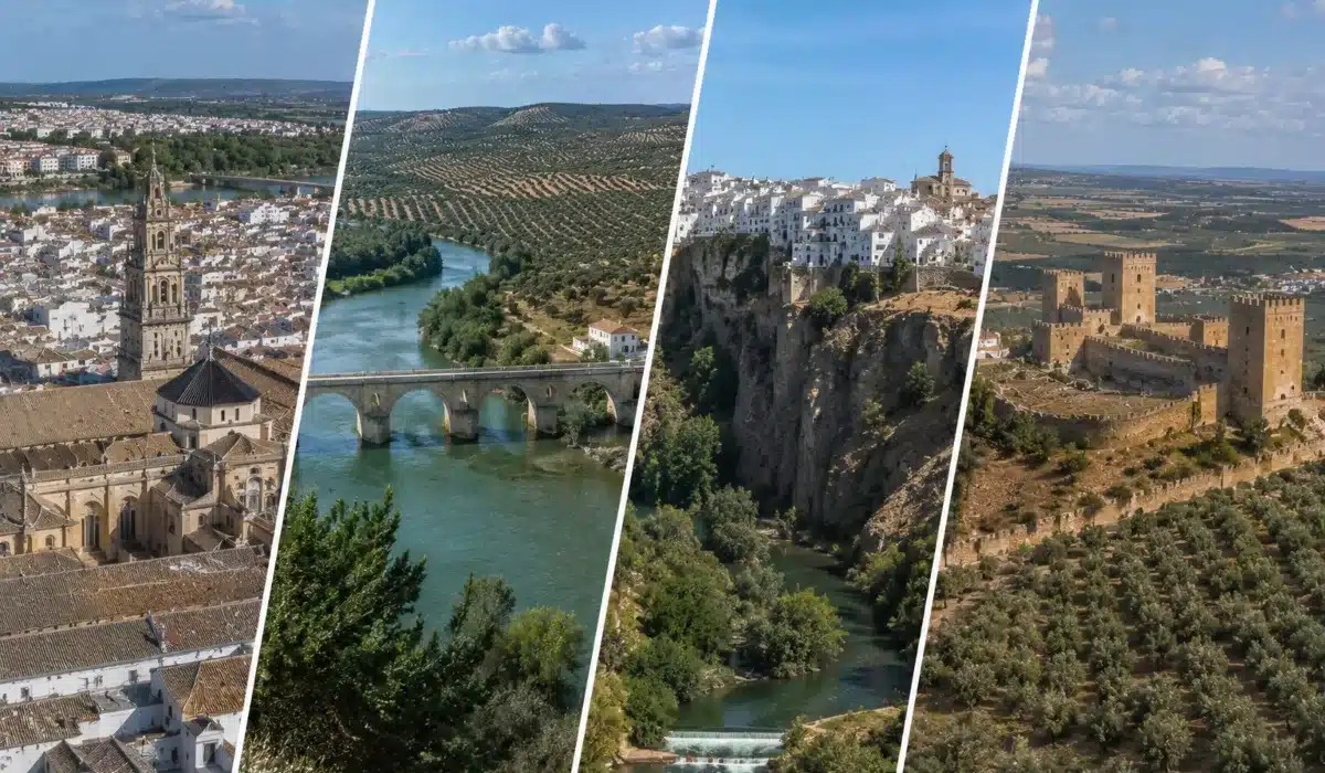 Paisaje de la provincia de Córdoba con su patrimonio histórico, pueblos con encanto y paisajes de la campiña andaluza.