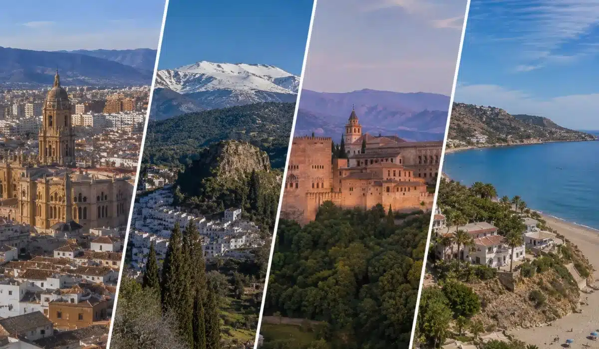 Provincia de Granada con la Alhambra, pueblos de la Alpujarra, paisaje de Guadix y calas de la Costa Tropical junto al mar Mediterráneo