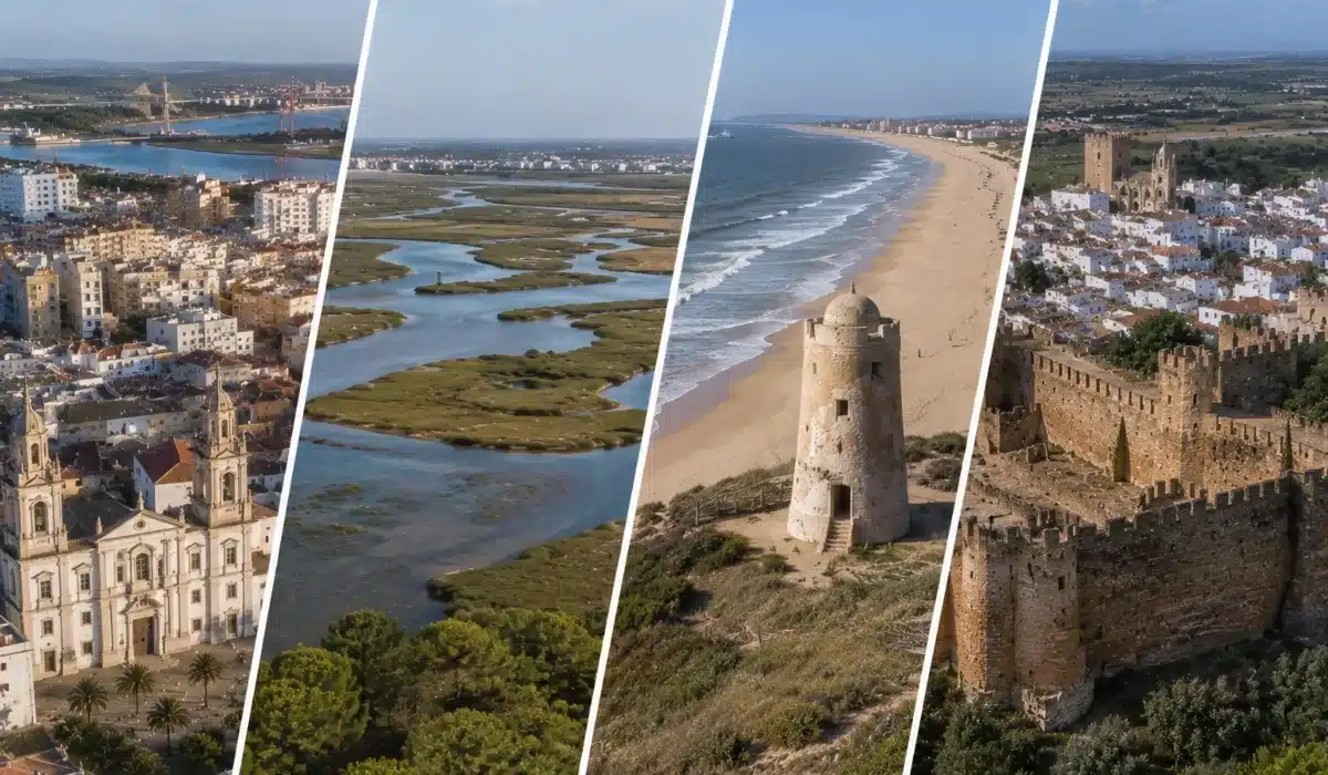 Paisaje de la provincia de Huelva con sus playas, pueblos con encanto y espacios naturales.