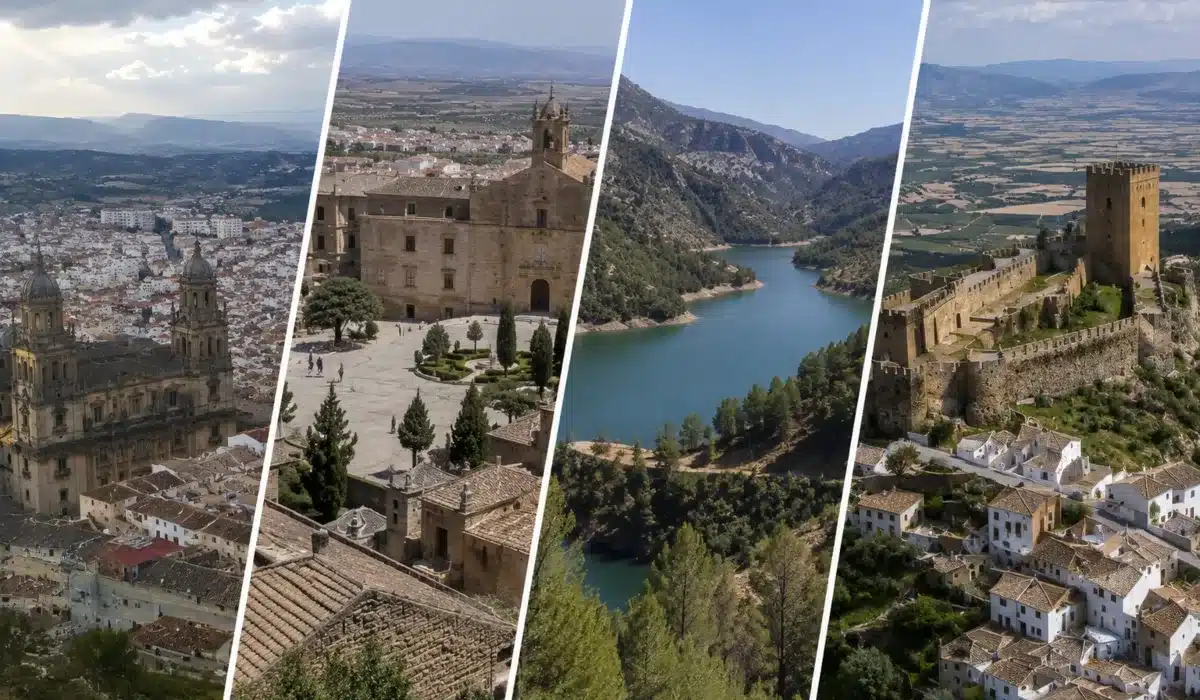 Paisaje de la provincia de Jaén con sus olivares, pueblos históricos y paisajes de montaña.