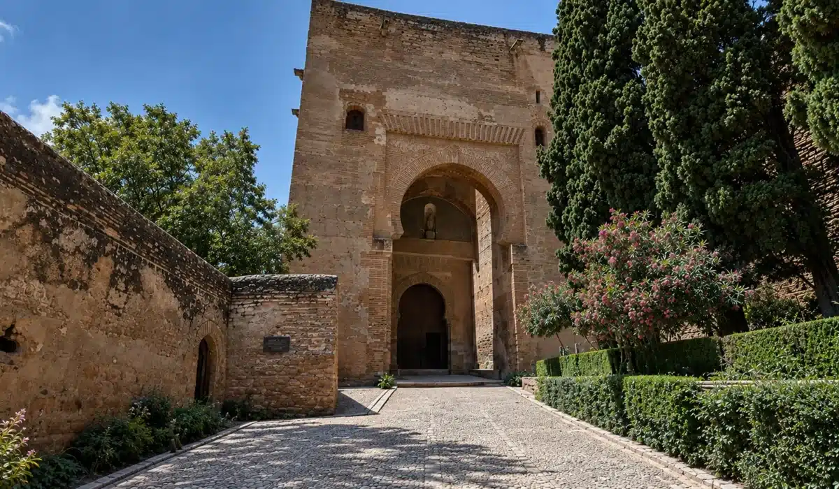 La historia de Granada: Vista panorámica de Granada al atardecer con la Alhambra y el Albaicín, reflejando la historia andalusí de la ciudad.